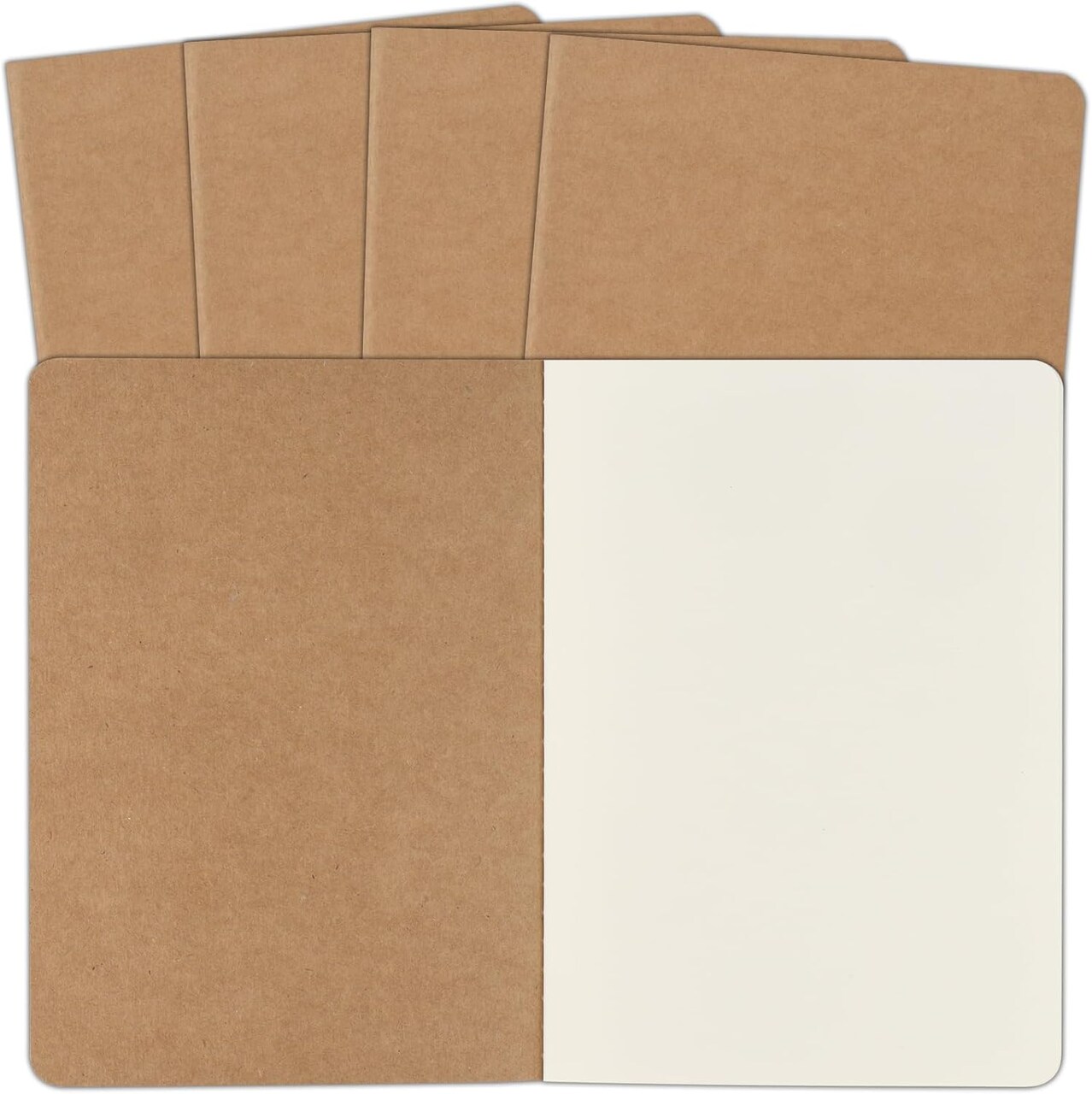 5 Pack A5 Kraft Notebooks Bulk, 8.15x5.5 Inches Blank Journaling Notebooks, Notebooks for Work, Composition Notebooks for School